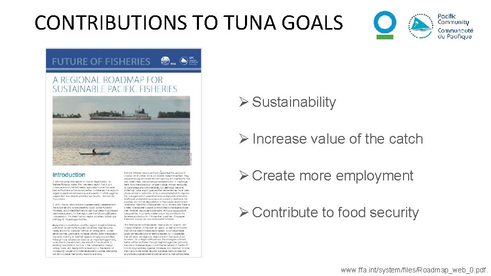 CONTRIBUTIONS TO TUNA GOALS Ø Sustainability Ø Increase value of the catch Ø Create