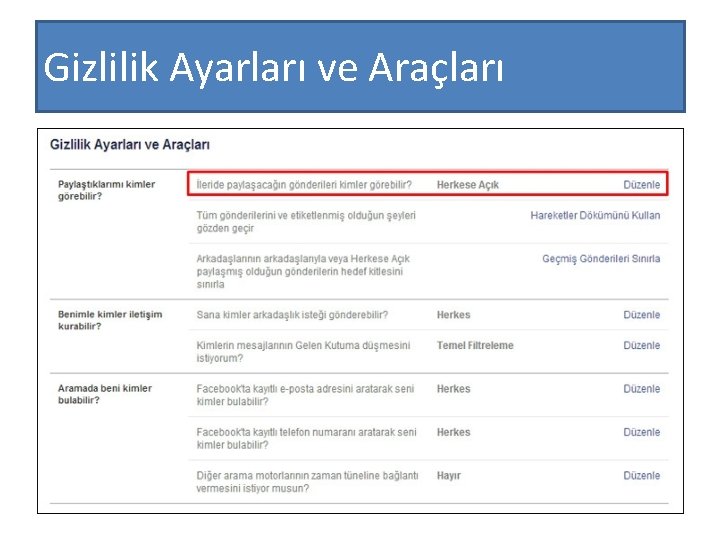 Gizlilik Ayarları ve Araçları 