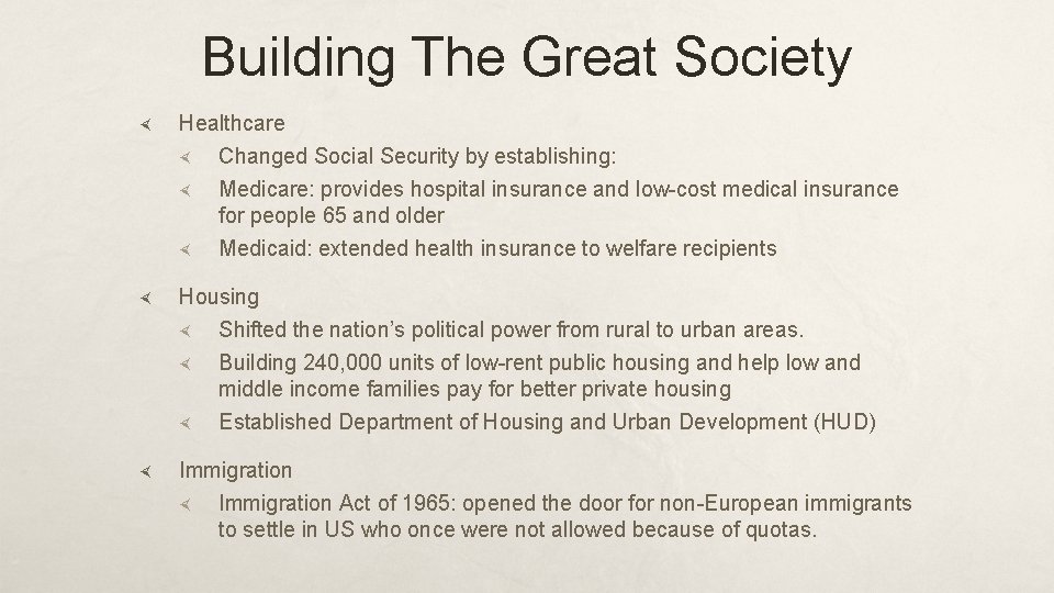 Building The Great Society Healthcare Changed Social Security by establishing: Medicare: provides hospital insurance