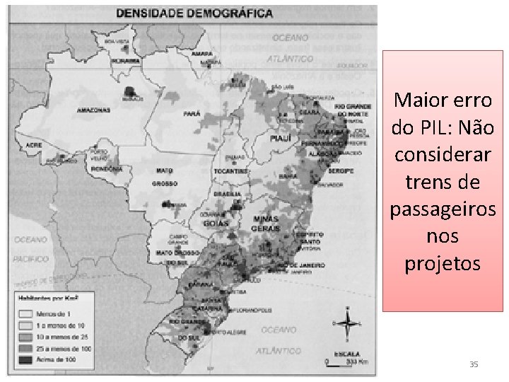 Maior erro do PIL: Não considerar trens de passageiros nos projetos 35 