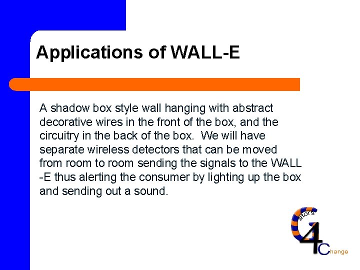 Applications of WALL-E A shadow box style wall hanging with abstract decorative wires in