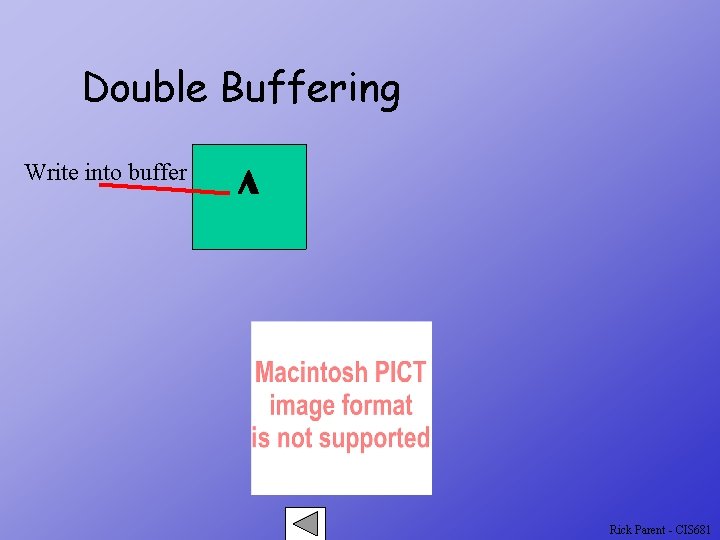 Double Buffering Write into buffer A Rick Parent - CIS 681 