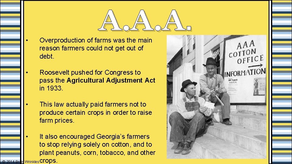 A. A. A. • Overproduction of farms was the main reason farmers could not