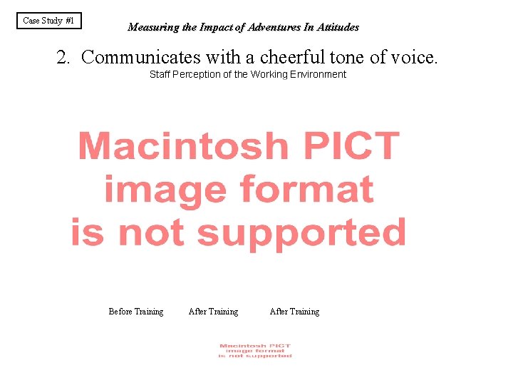 Case Study #1 Measuring the Impact of Adventures In Attitudes 2. Communicates with a