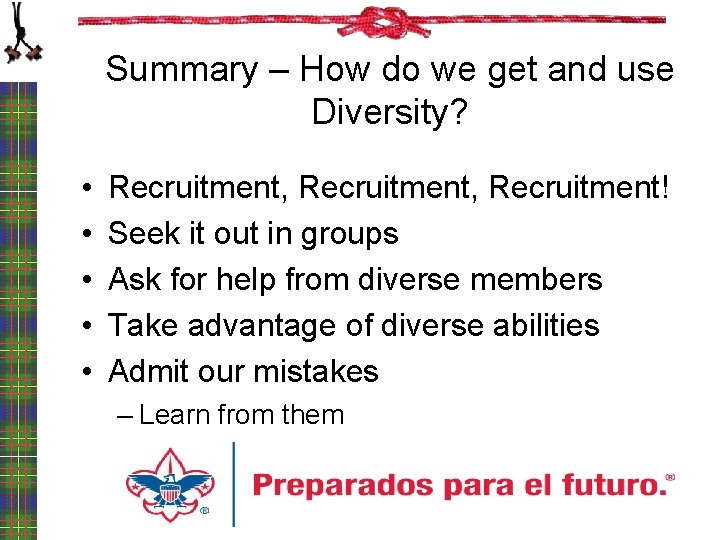 Summary – How do we get and use Diversity? • • • Recruitment, Recruitment!