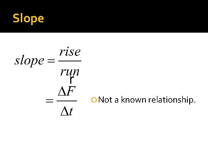 Slope Not a known relationship. 