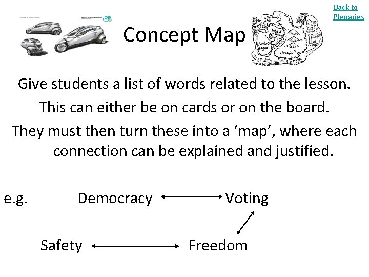 Concept Map Back to Plenaries Give students a list of words related to the