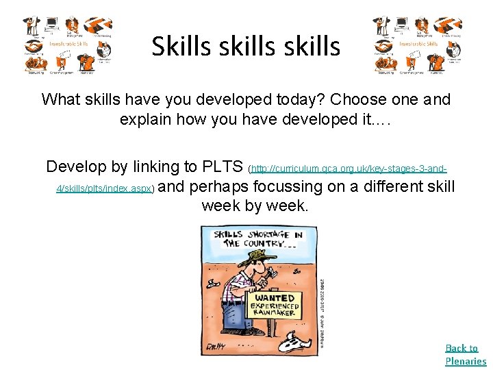 Skills skills What skills have you developed today? Choose one and explain how you