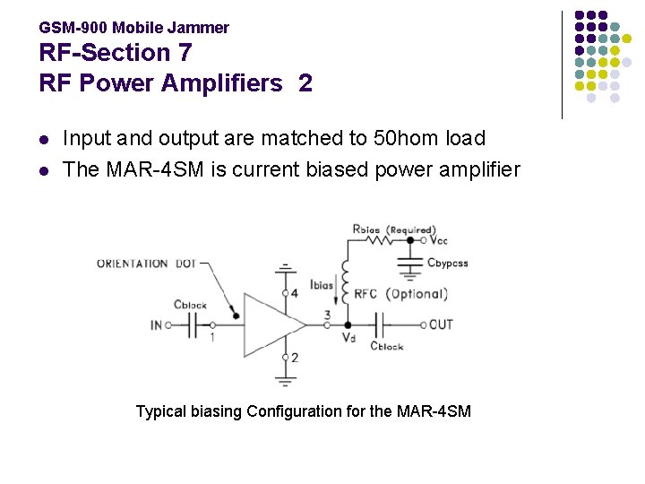 GSM-900 Mobile Jammer RF-Section 7 RF Power Amplifiers 2 l l Input and output