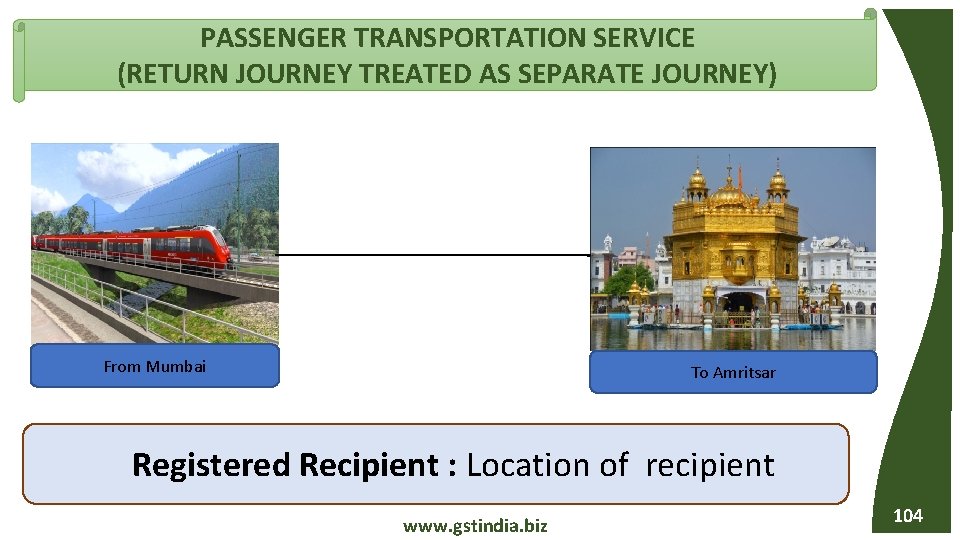 PASSENGER TRANSPORTATION SERVICE (RETURN JOURNEY TREATED AS SEPARATE JOURNEY) From Mumbai To Amritsar Registered