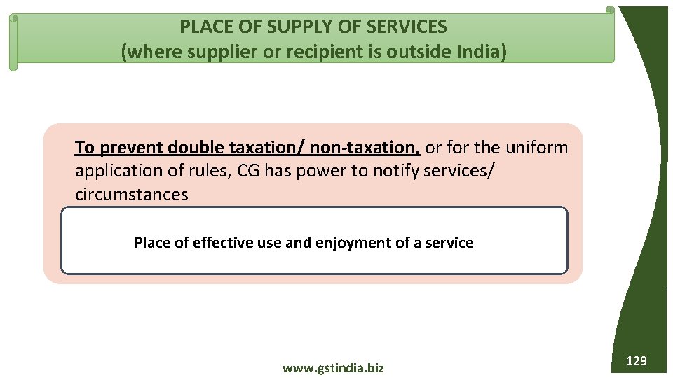 PLACE OF SUPPLY OF SERVICES (where supplier or recipient is outside India) To prevent