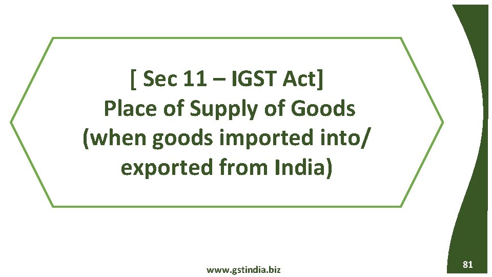 [ Sec 11 – IGST Act] Place of Supply of Goods (when goods imported