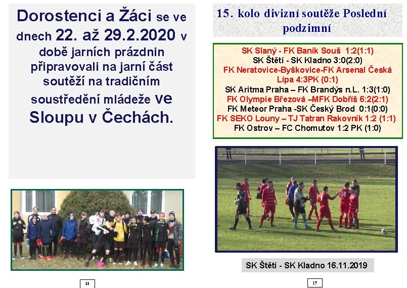 Dorostenci a Žáci se ve dnech 22. až 29. 2. 2020 v době jarních