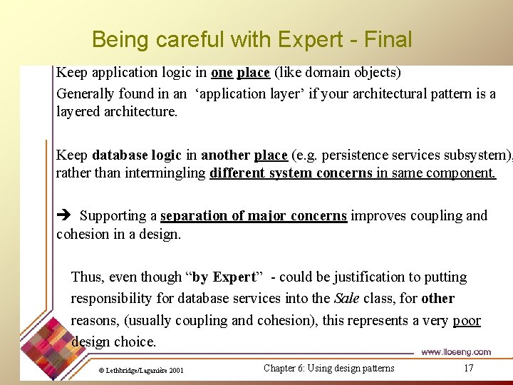 Being careful with Expert - Final Keep application logic in one place (like domain Being careful with Expert - Final Keep application logic in one place (like domain