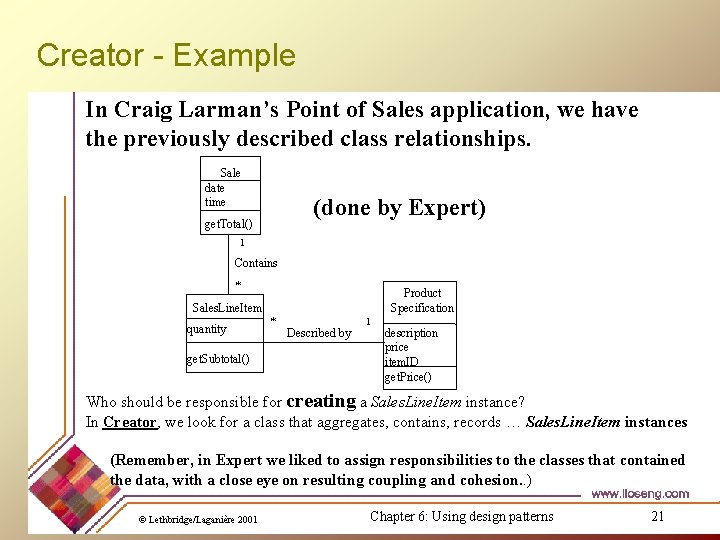 Creator - Example In Craig Larman’s Point of Sales application, we have the previously Creator - Example In Craig Larman’s Point of Sales application, we have the previously