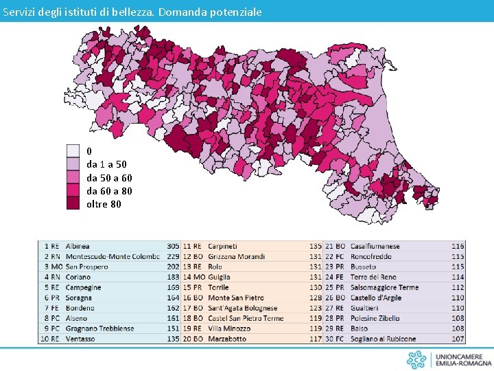 Servizi degli istituti di bellezza. Domanda potenziale 0 da 1 a 50 da 50