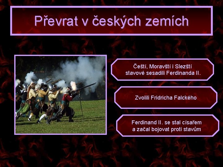 Převrat v českých zemích Čeští, Moravští i Slezští stavové sesadili Ferdinanda II. Zvolili Fridricha