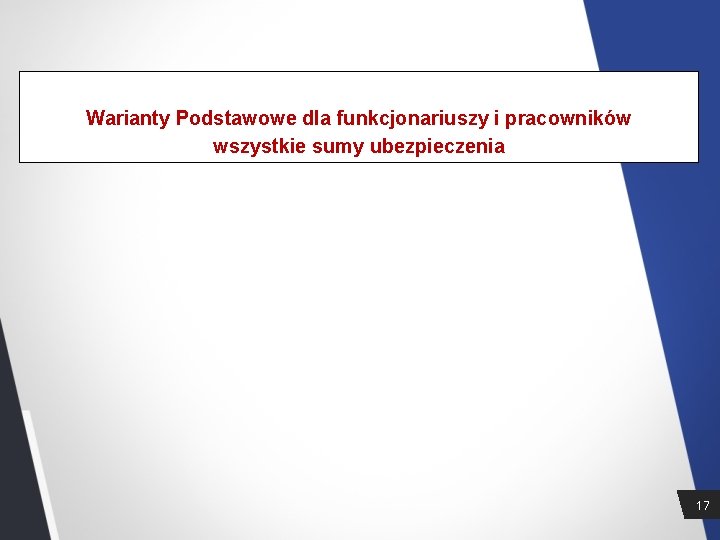 Warianty Podstawowe dla funkcjonariuszy i pracowników wszystkie sumy ubezpieczenia 17 