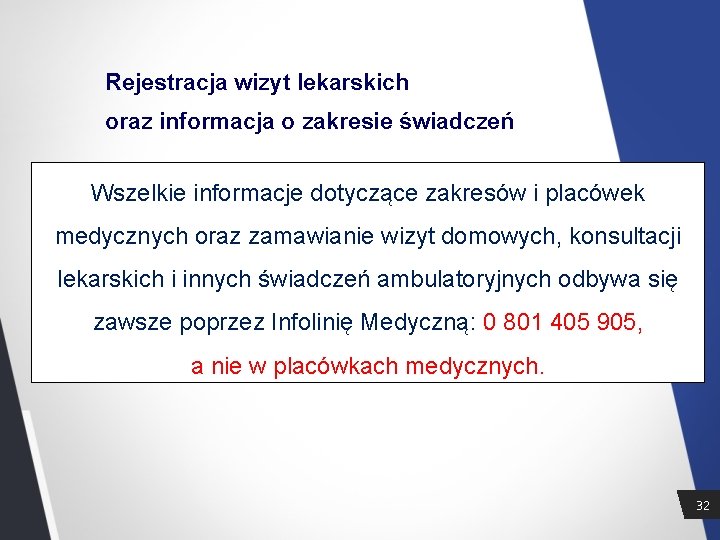 Rejestracja wizyt lekarskich oraz informacja o zakresie świadczeń Wszelkie informacje dotyczące zakresów i placówek