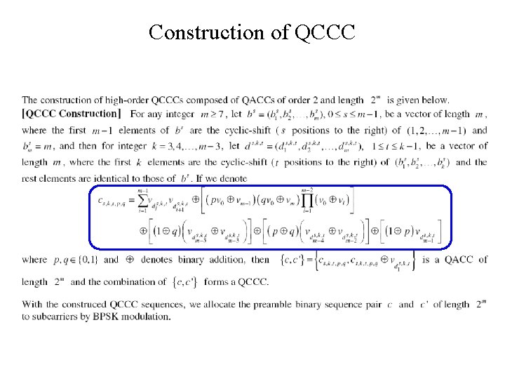 Construction of QCCC 