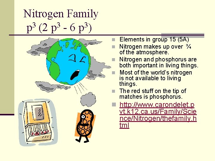Nitrogen Family p 3 (2 p 3 - 6 p 3) n Elements in