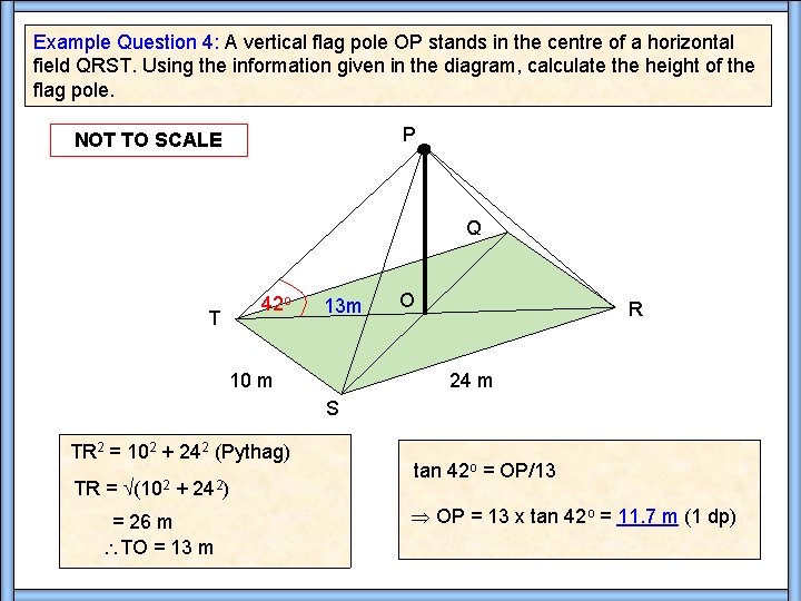 Example Question 4: A vertical flag pole OP stands in the centre of a