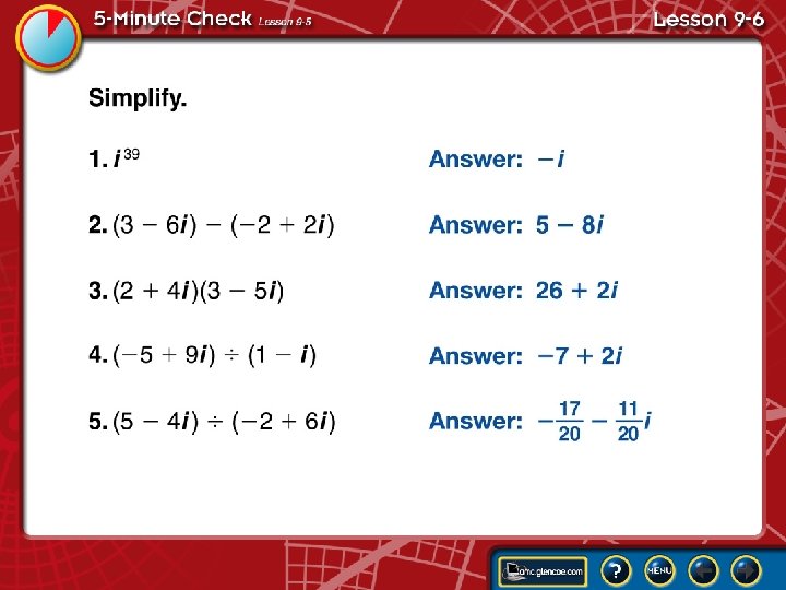 5 -Minute Check Lesson 9 -6 A 