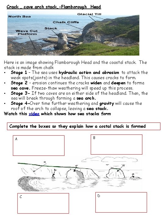 Crack , cave arch stack, -Flamborough Head Here is an image showing Flamborough Head