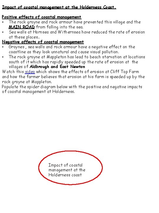 Impact of coastal management at the Holderness Coast. Positive effects of coastal management •