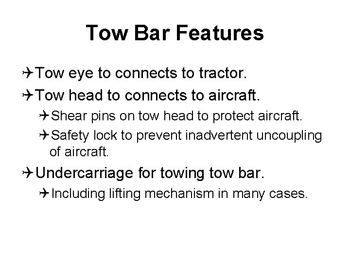 Tow Bar Features QTow eye to connects to tractor. QTow head to connects to