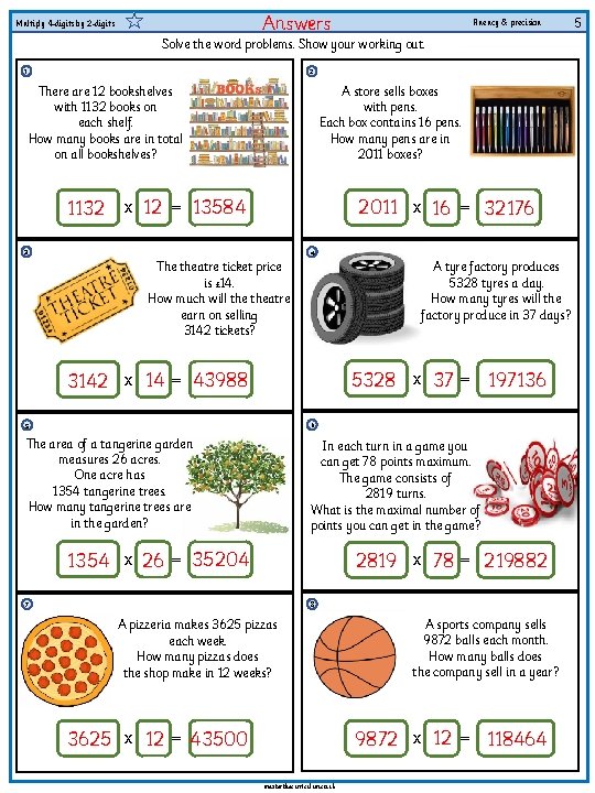 Answers Multiply 4 -digits by 2 -digits Fluency & precision Solve the word problems.
