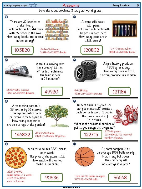 Answers Multiply 4 -digits by 2 -digits Fluency & precision Solve the word problems.