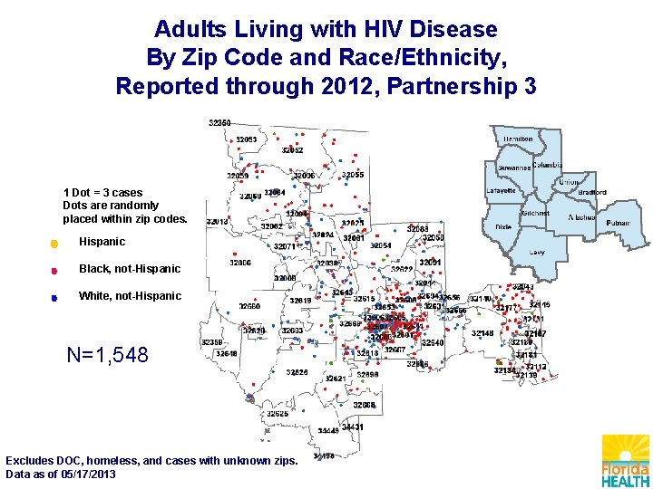 Adults Living with HIV Disease By Zip Code and Race/Ethnicity, Reported through 2012, Partnership