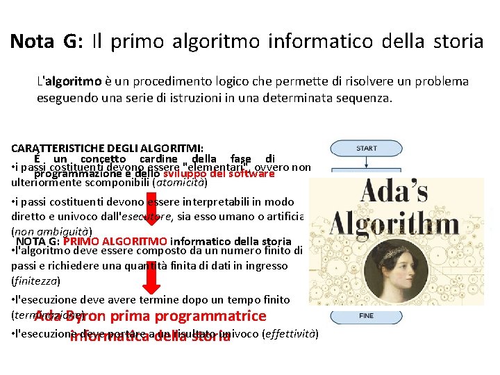 Nota G: Il primo algoritmo informatico della storia L'algoritmo è un procedimento logico che