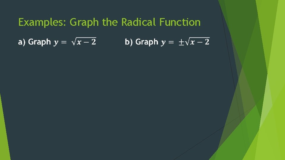 Examples: Graph the Radical Function 