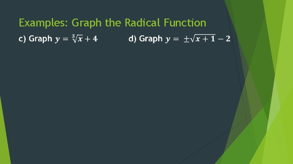 Examples: Graph the Radical Function 