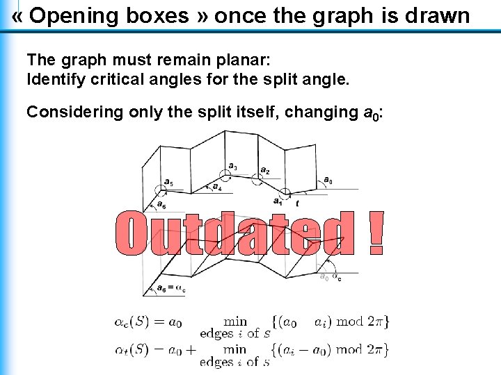 « Opening boxes » once the graph is drawn The graph must remain « Opening boxes » once the graph is drawn The graph must remain