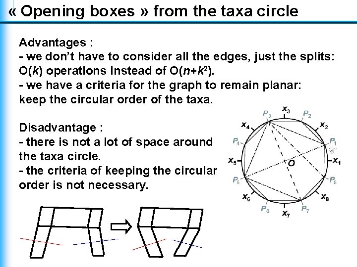 « Opening boxes » from the taxa circle Advantages : - we don’t « Opening boxes » from the taxa circle Advantages : - we don’t