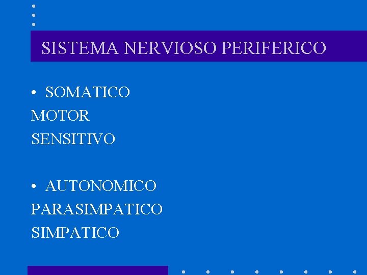 SISTEMA NERVIOSO PERIFERICO • SOMATICO MOTOR SENSITIVO • AUTONOMICO PARASIMPATICO 