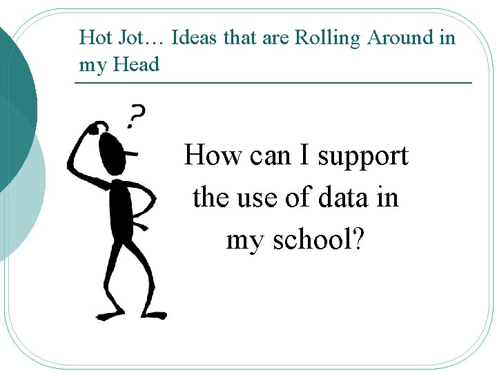 Hot Jot… Ideas that are Rolling Around in my Head How can I support