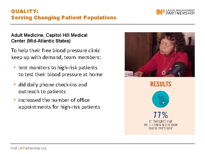 QUALITY: Serving Changing Patient Populations Adult Medicine, Capitol Hill Medical Center (Mid-Atlantic States) To