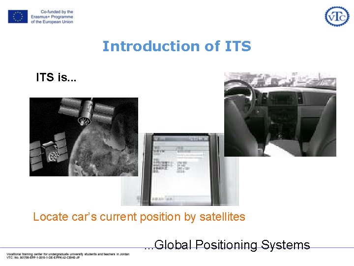 Introduction of ITS is. . . Locate car’s current position by satellites . .