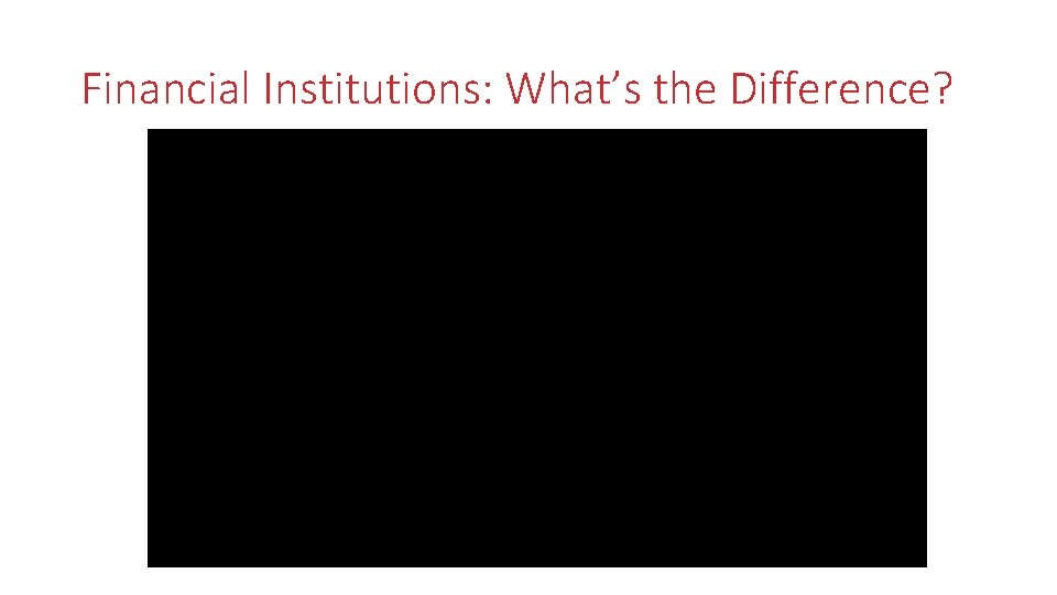 Financial Institutions: What’s the Difference? 