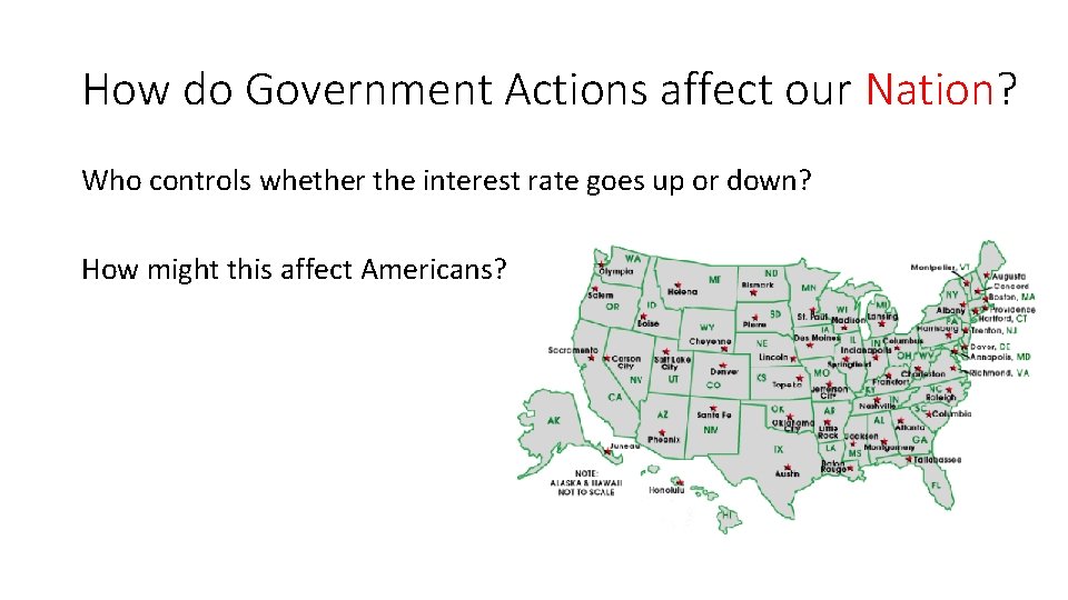 How do Government Actions affect our Nation? Who controls whether the interest rate goes