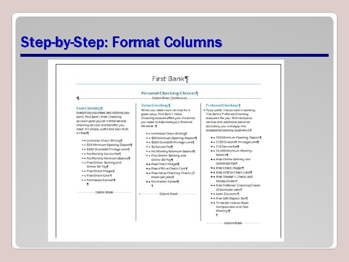Step-by-Step: Format Columns 