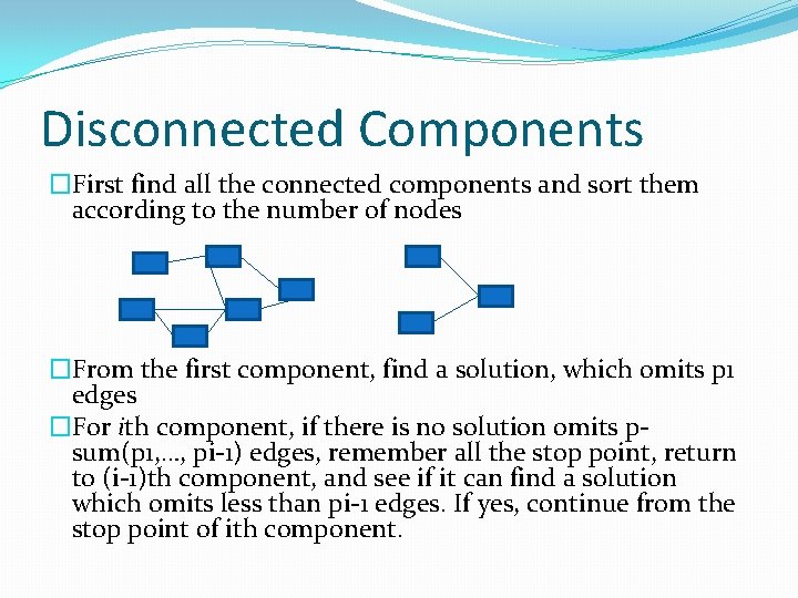 Disconnected Components �First find all the connected components and sort them according to the