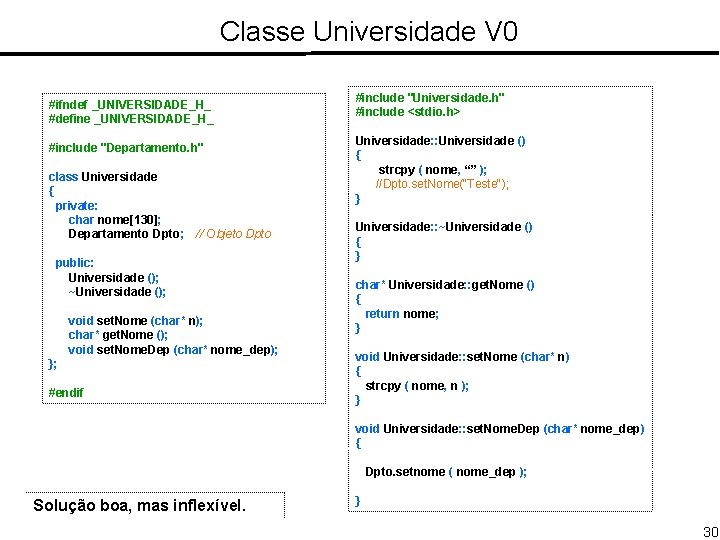 Classe Universidade V 0 #ifndef _UNIVERSIDADE_H_ #define _UNIVERSIDADE_H_ #include "Departamento. h" class Universidade {