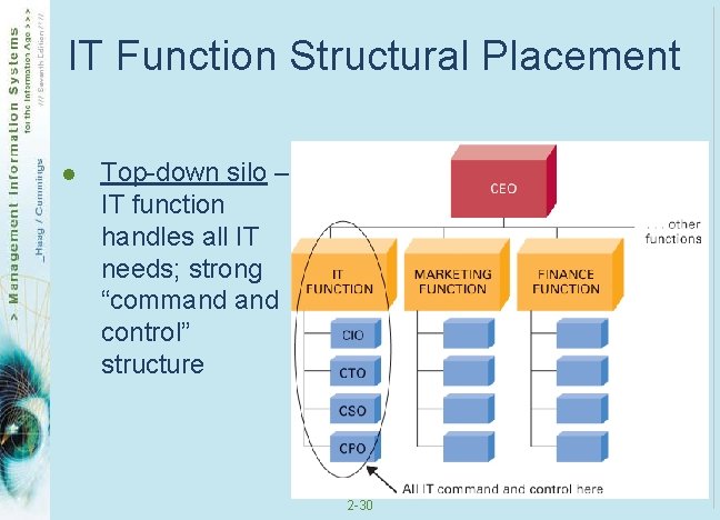 IT Function Structural Placement l Top-down silo – IT function handles all IT needs;