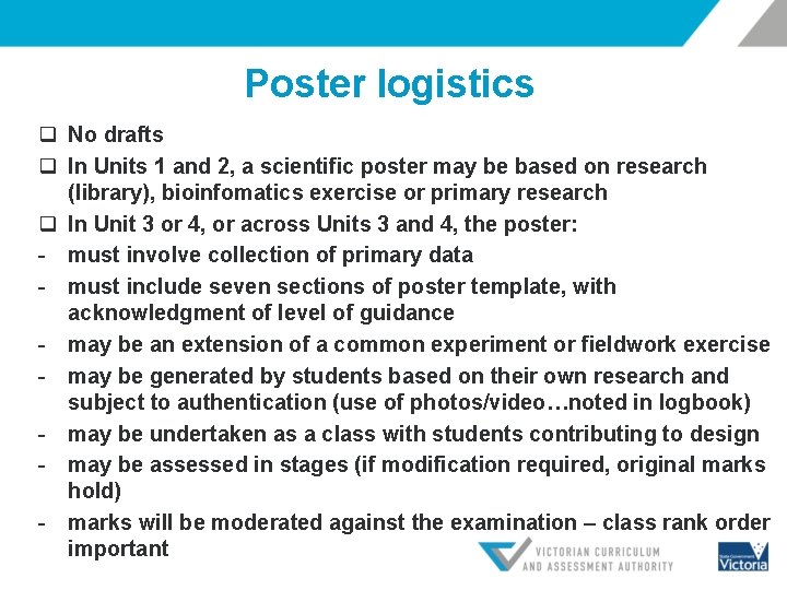 Poster logistics q No drafts q In Units 1 and 2, a scientific poster