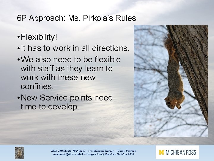 6 P Approach: Ms. Pirkola’s Rules • Flexibility! • It has to work in